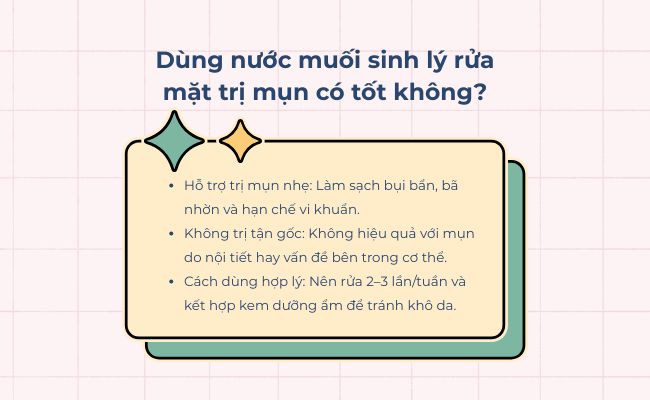 Dùng nước muối sinh lý rửa mặt trị mụn có tốt không?