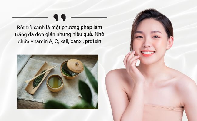Bột trà xanh làm trắng da mặt tại nhà