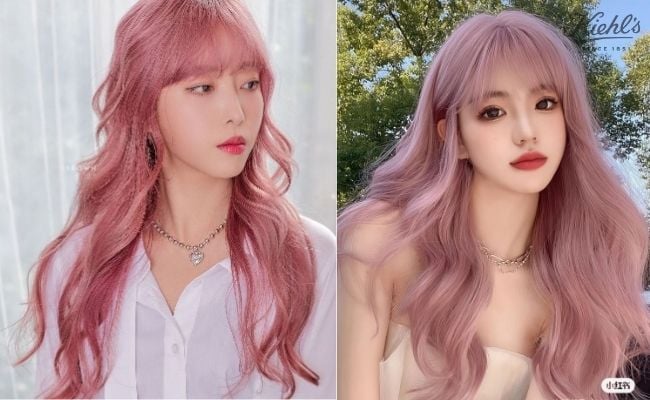 Tóc màu nâu sữa pha hồng