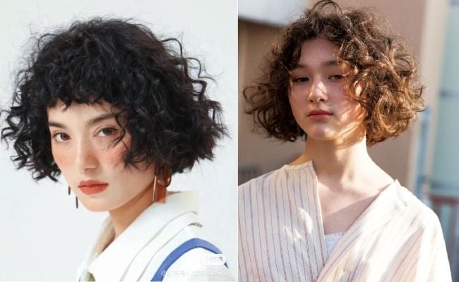 Tóc xoăn xù cá tính cho mặt dài