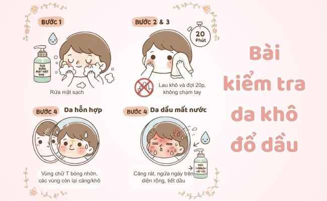 Bài kiểm tra da khô đổ dầu trong 20 phút