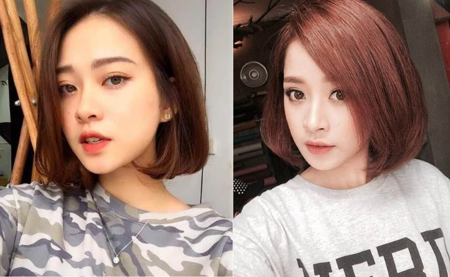 Tóc ngắn rẽ ngôi lệch thanh thoát
