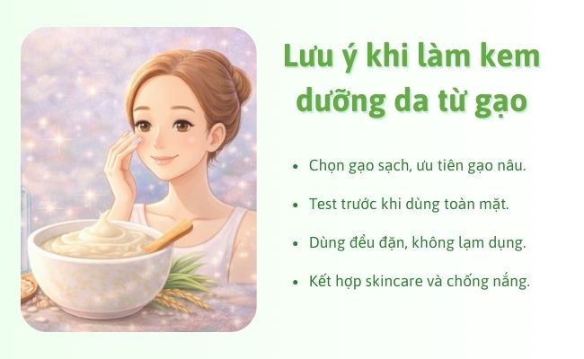 Lưu ý khi làm kem dưỡng da từ gạo