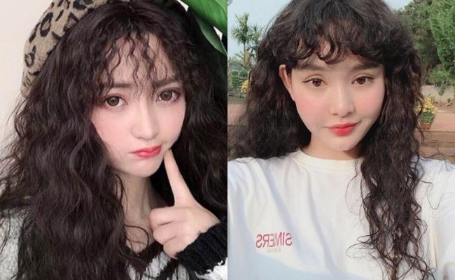 Mái xoăn kết hợp tóc xoăn xù mì độc đáo