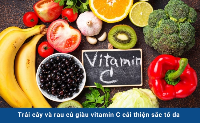 Vitamin C có trong rau củ và trái cây giúp ức chế quá trình sản sinh melanin