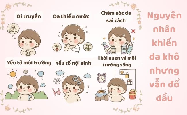 Nguyên nhân khiến da khô nhưng vẫn đổ dầu