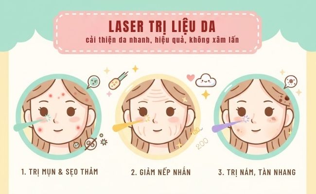 Phương pháp bắn laser điều trị được vấn đề gì của da?