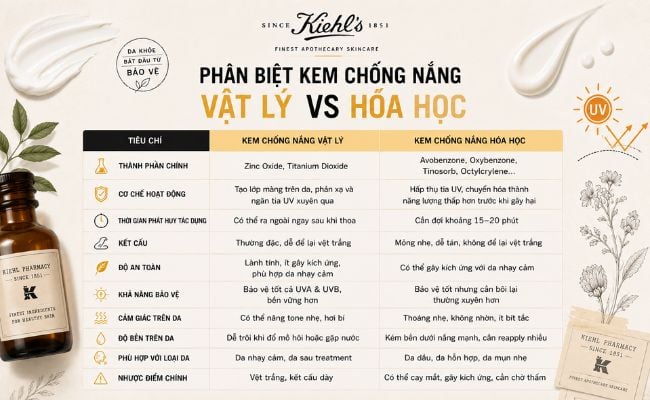 Phân biệt kem chống nắng hóa học và vật lý
