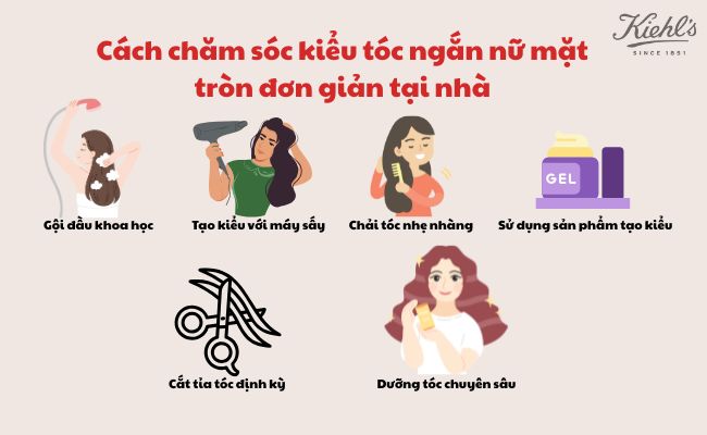 Cách chăm sóc kiểu tóc ngắn nữ mặt tròn đơn giản tại nhà