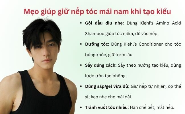 Mẹo giúp giữ nếp tóc mái nam hiệu quả khi tạo kiểu