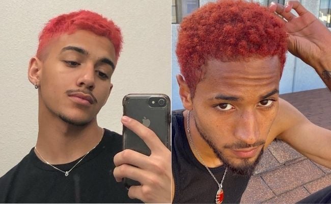 Nam da ngăm nhuộm tóc màu đỏ rực