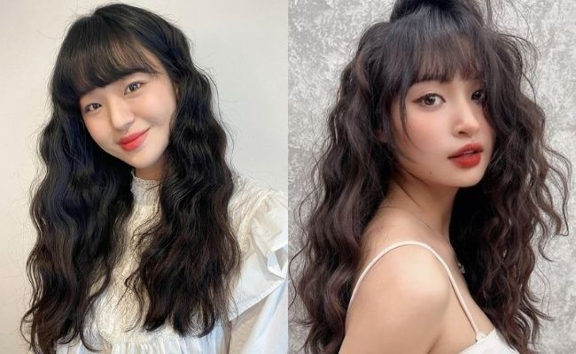 Tóc mái ngố kết hợp tóc xoăn xù dễ thương