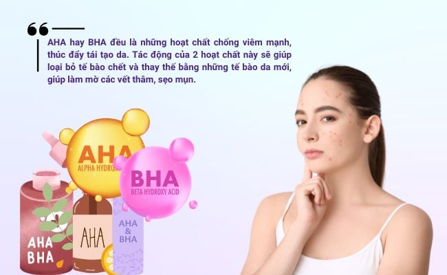 AHA/BHA là những hoạt chất có tác dụng trị thâm mụn 