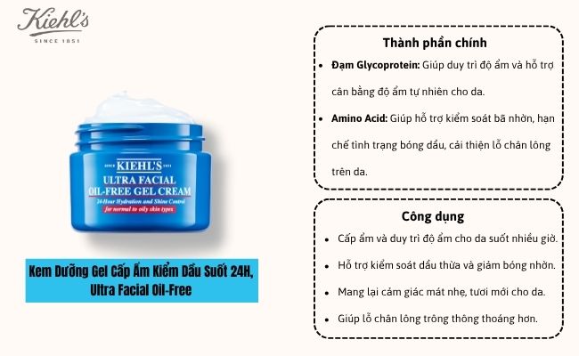Kem Dưỡng Cấp Ẩm Kiềm Dầu Kiehl's Ultra Facial Oil-Free