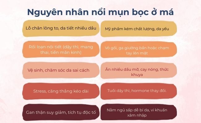 Nổi mụn bọc ở má nguyên nhân do đâu?