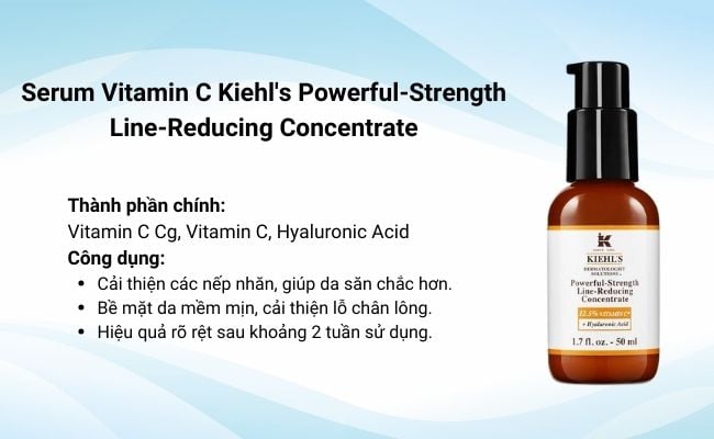 Serum dưỡng ẩm cho da khô Vitamin C Kiehl's Powerful-Strength Line-Reducing Concentrate săn chắc da