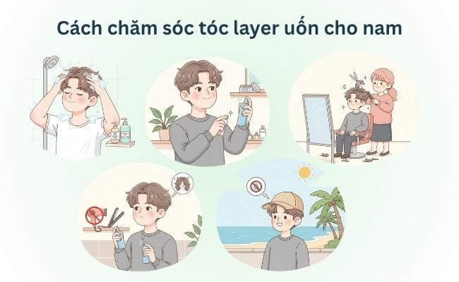 Hướng dẫn chăm sóc tóc layer uốn cho nam giới