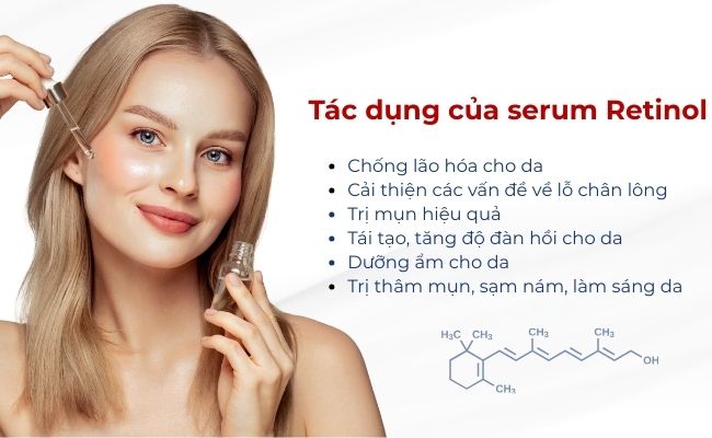 Serum Retinol có tác dụng giúp hỗ trợ điều trị mụn