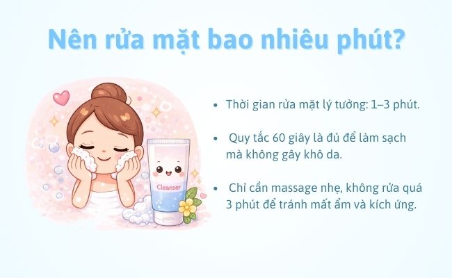 Nên rửa mặt bao nhiêu phút?
