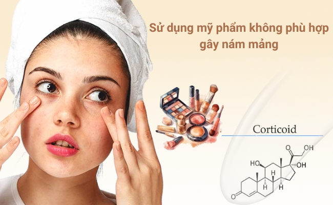 Sử dụng mỹ phẩm không phù hợp cũng là một trong những nguyên nhân gây nám mảng