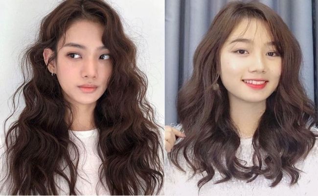 Tóc uốn gợn sóng cho mặt tròn