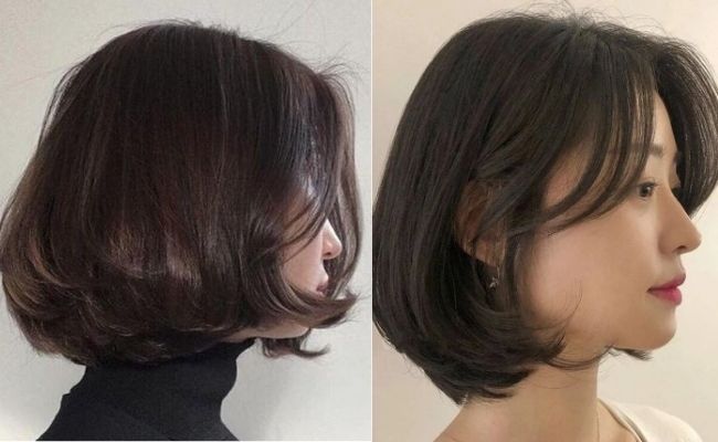 Tóc ngắn uốn cụp cho mặt dài và gầy