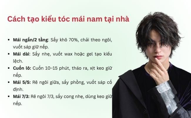 Hướng dẫn tạo kiểu tóc mái đẹp nam đơn giản tại nhà