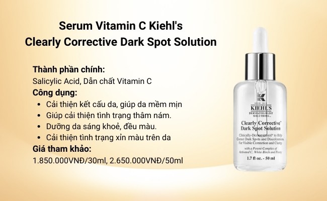Serum dưỡng sáng da mờ thâm Kiehl's Clearly Corrective Dark Spot Solution