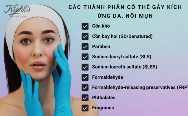 Các thành phần có thể gây kích ứng da, nổi mụn