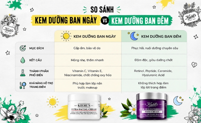 Những điểm khác nhau giữa kem dưỡng ẩm ban ngày và ban đêm