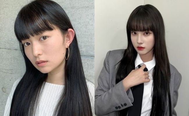 Tóc mái ngố kết hợp tóc dài trông thon gọn