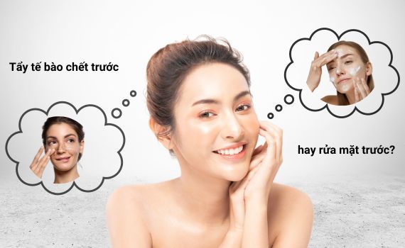 Hình ảnh minh họa về tẩy tế bào chết trước hay rửa mặt trước