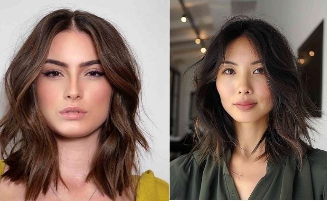 Tóc xoăn sóng ngang vai cho mặt vuông, làm mềm đường nét góc cạnh