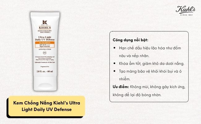 Kem Chống Nắng Kiehl's Ultra Light Daily UV Defense