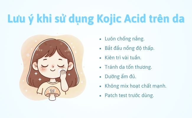 Lưu ý khi sử dụng Kojic Acid trên da