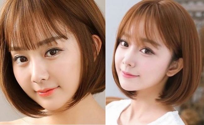 Tóc ngắn duỗi cúp tự nhiên cho mặt dài gầy