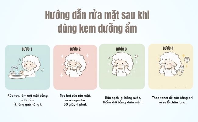 Hướng dẫn cách rửa mặt sau khi dùng kem dưỡng ẩm
