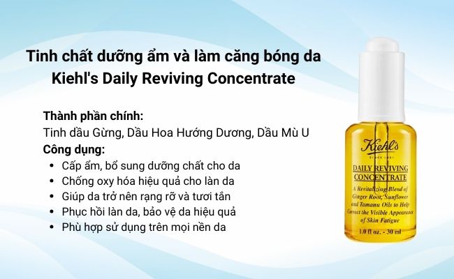Tinh chất dưỡng ẩm và làm căng bóng da Kiehl's Daily Reviving Concentrate