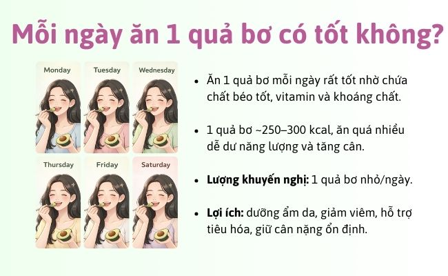 Mỗi ngày ăn 1 quả bơ có tốt không?