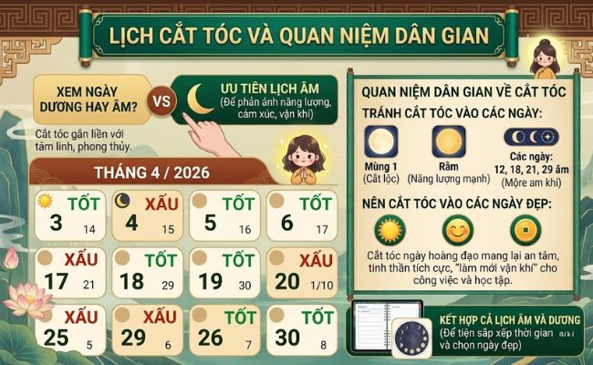 kết hợp cả lịch âm và dương để sắp xếp thời gian cắt tóc phù hợp