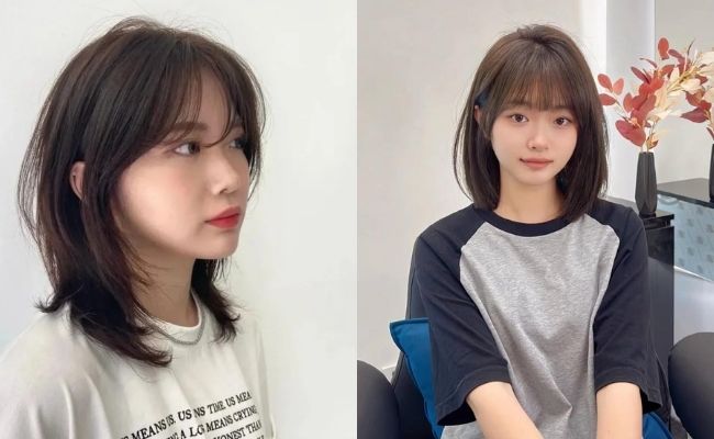 Tóc mái thưa kết hợp tóc ngang vai đẹp hài hòa