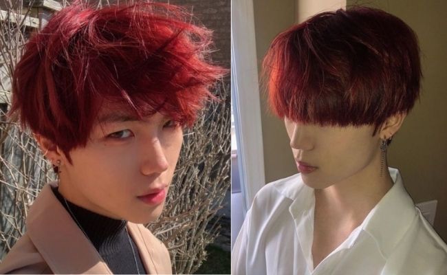 Nam da ngăm nhuộm tóc màu đỏ đậm