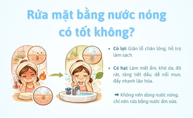 Rửa mặt bằng nước nóng có tốt không?