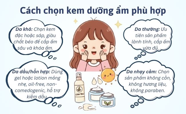 Cách chọn kem dưỡng ẩm phù hợp