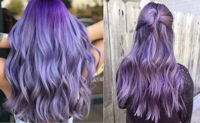 Tóc dài nhuộm tím khói