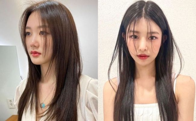 Tóc mái râu rồng kết hợp tóc thẳng dài trông khuôn mặt nhỏ lại