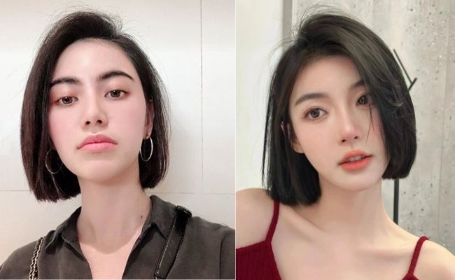 Tóc ngắn rẽ ngôi lệch cho mặt dài