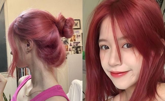 Tóc màu đỏ hồng (rose red)