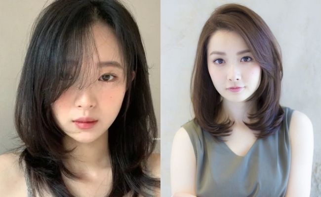 Tóc mái lệch kết hợp tóc lob xinh xắn