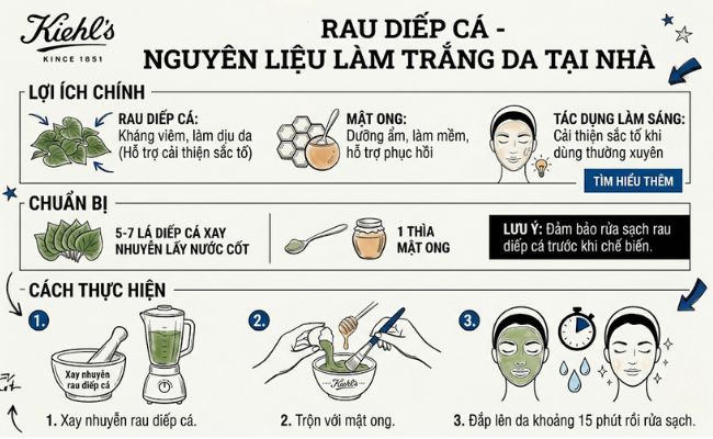 Làm trắng da tại nhà với rau diếp cá